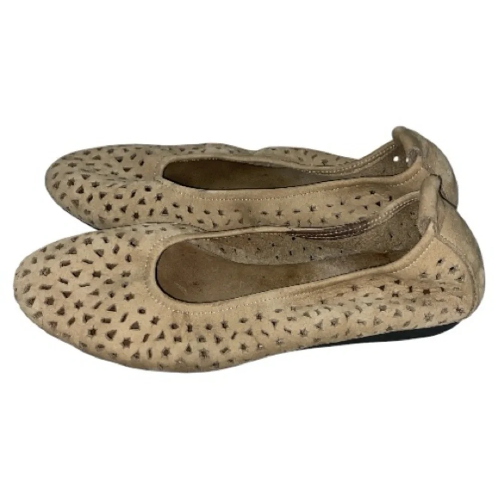 Arche Lilly Ballet Flat Beige Nubuck Size US 8 EU 39 Laser Cut Perforated Design